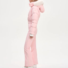 Macacão Feminino Elegante – Rosa -  Proteção Impermeável e Design de Inverno