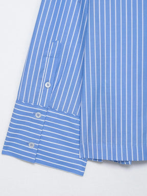 Camisa Casual Listrada com Lenço Integrado