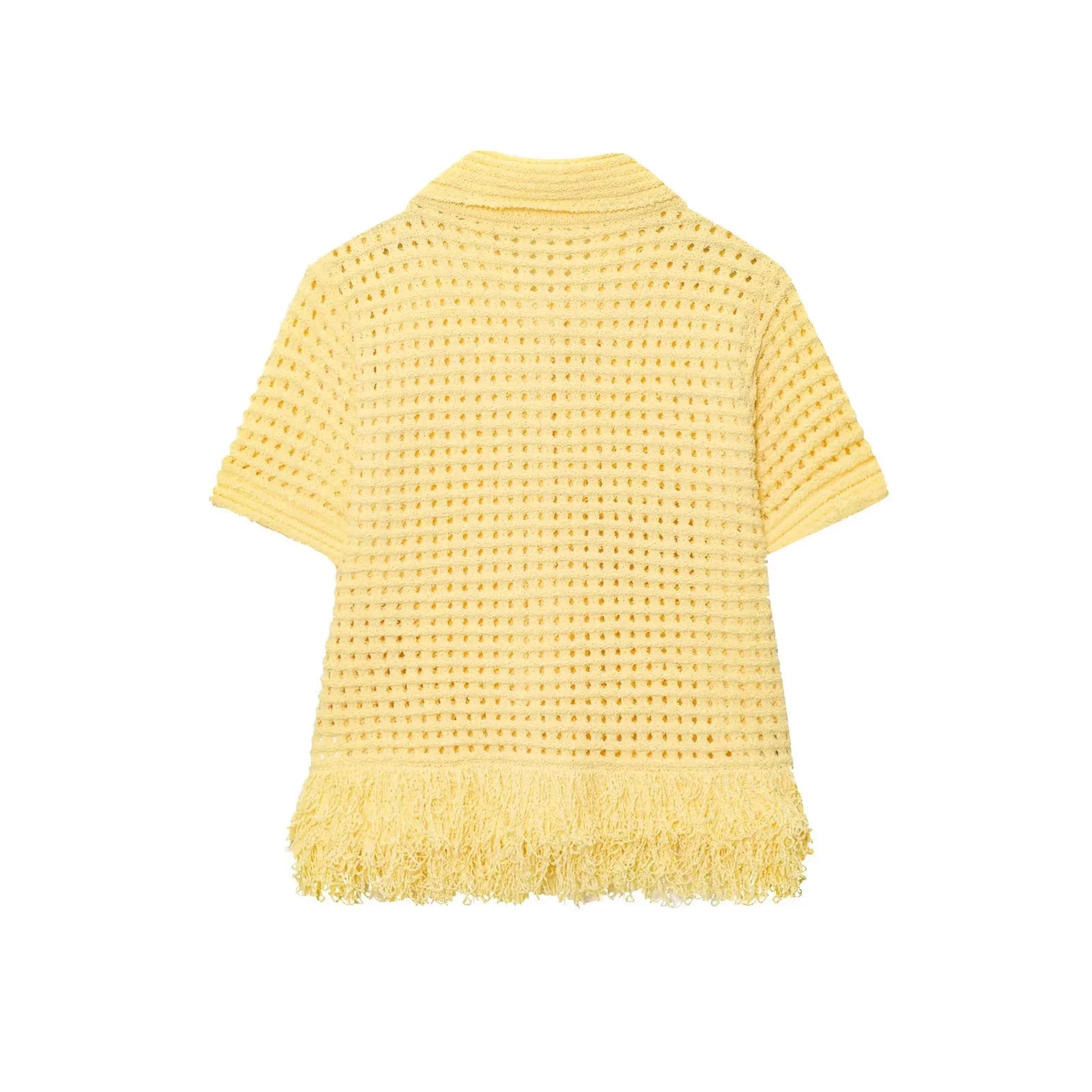 Conjunto em Tricô Vazado – Saia Mini + Camisa