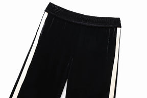 Conjunto em Veludo com Camisa de Manga Longa e Calça – Design Elegante com Detalhes Laterais