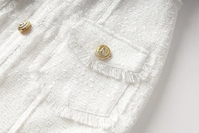 Vestido tweed tecido de luxo qualidade