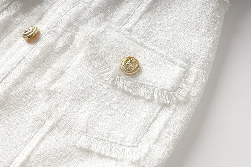 Vestido tweed tecido de luxo qualidade