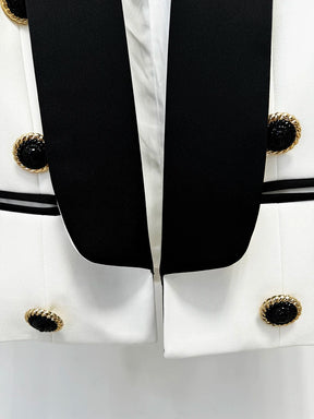 Blazer de Alfaiataria Escultural Bicolor com Gola Xale