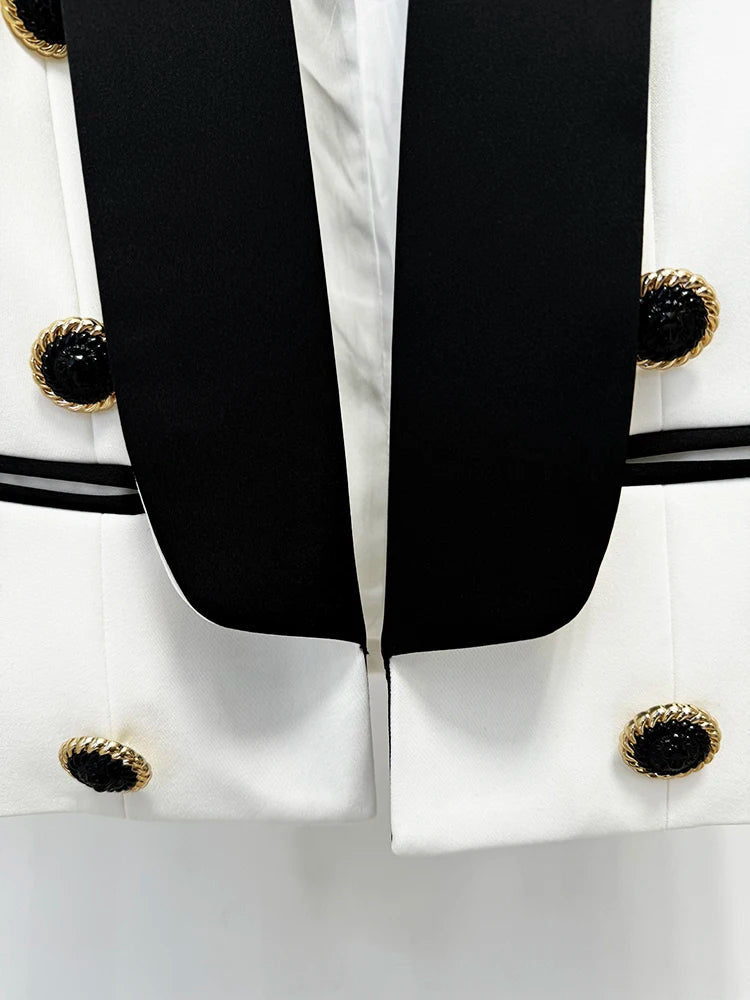 Blazer de Alfaiataria Escultural Bicolor com Gola Xale