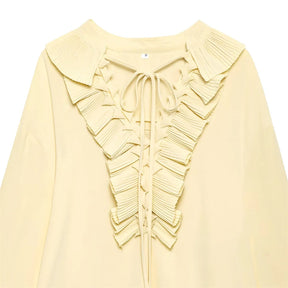 Conjunto Camisa com Babados & Saia Midi Casual Primavera/Verão