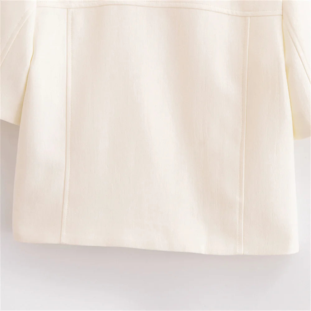 Conjunto Feminino Elegância Clássica – Blazer Transpassado com Botões Duplos e Calça de Cintura Alta