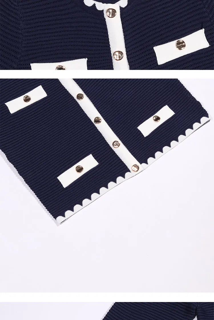 Conjunto Modal Cardigan e Mini Saia - Estilo Retrô Luxuoso