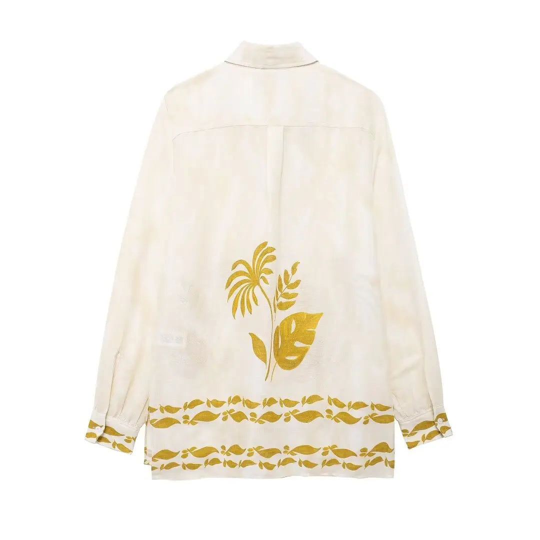 Conjunto Casual 2 Peças: Blusa Bege de Manga Longa com Gola Lapela + Shorts com Cintura Elástica e Faixa