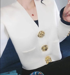 Cardigan Com botões dourado Rosa