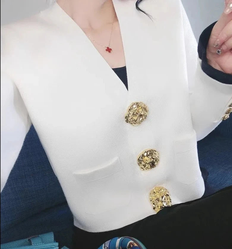 Cardigan Com botões dourado Rosa