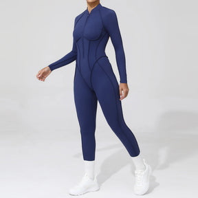 Padded Women Long Sleeve Sport Yoga Jumpsuit Workout Clothes for Women Sportwear Backless Zipper Fitness Gym Outfit