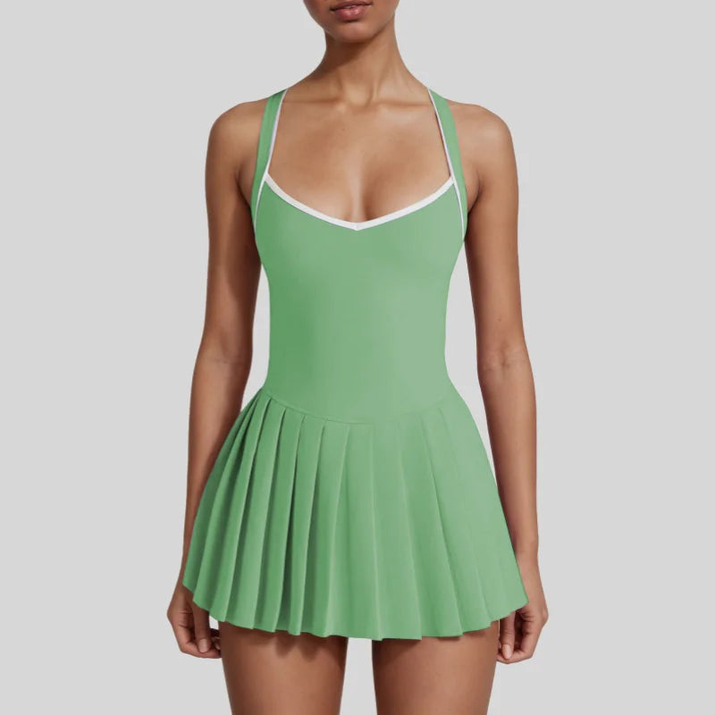Vestido Esportivo Feminino Yoga & Tênis – One-Piece com Bojo | Alta Elasticidade & Secagem Rápida