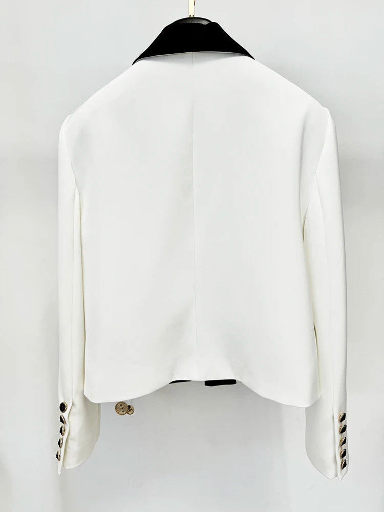 Blazer de Alfaiataria Escultural Bicolor com Gola Xale