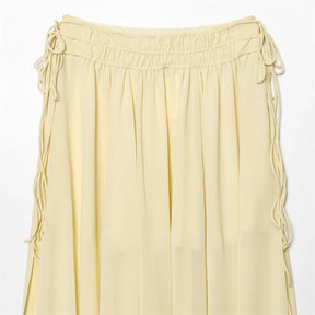 Conjunto Camisa com Babados & Saia Midi Casual Primavera/Verão