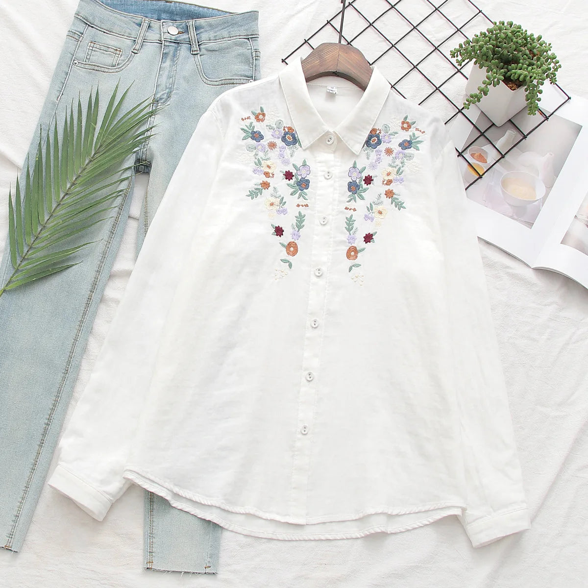 Camisa 100% Algodão com Bordado – Conforto e Estilo Natural