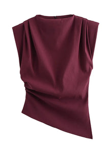 Regata Elegante com Ombreiras e Gola Redonda – Look Sofisticado