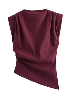 Regata Elegante com Ombreiras e Gola Redonda – Look Sofisticado