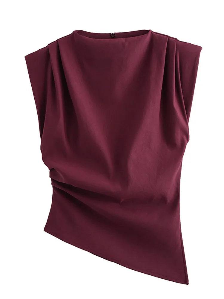 Regata Elegante com Ombreiras e Gola Redonda – Look Sofisticado