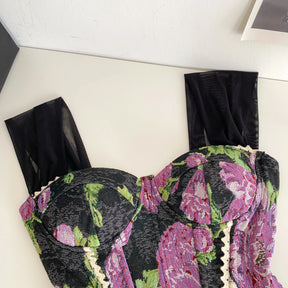 Top de Alças Estampado com Detalhes em Renda