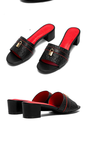 Sandálias CHCH – Salto Baixo 5cm, Bloco Grosso, Confortáveis, Slip-On, Casual e Elegantes