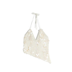 Conjunto com Saia Mini Brilhante e Top Halter Bordado à Mão