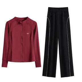 Conjunto Esportivo 2 Peças – Jaqueta de Manga Longa e Calça Pantalona Conforto Total