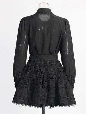 Conjunto Casual com Blusa Patchwork e Saia Mini – Estilo Chic e Atual