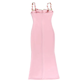 Vestido Longo Floral com Amarração e Modelagem Ajustada