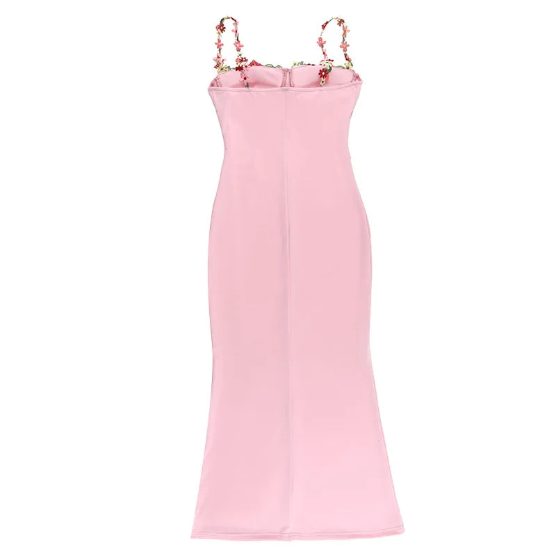 Vestido Longo Floral com Amarração e Modelagem Ajustada