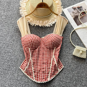 Top de Alças Estampado com Detalhes em Renda