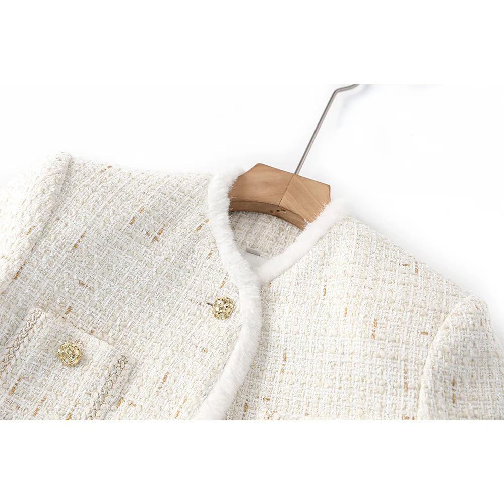 Blazer Tweed Com Cinto - Elegante