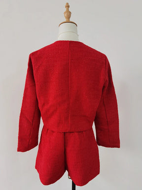 Conjunto Elegante em Tweed – Blazer e Shorts de Cintura Alta