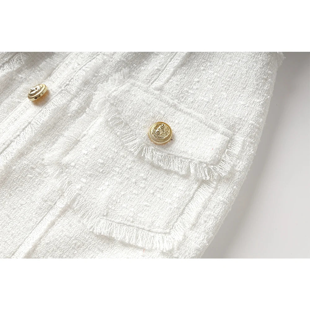 Vestido tweed tecido de luxo qualidade