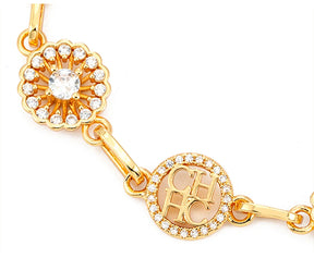 Pulseira CHCH Feminina de Luxo com Design em Letras e Pedrarias