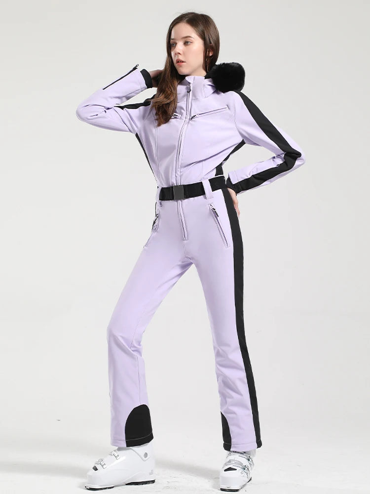 Macacão Feminino de Ski em Peça Única – Proteção Térmica, Impermeável e Corta-Vento