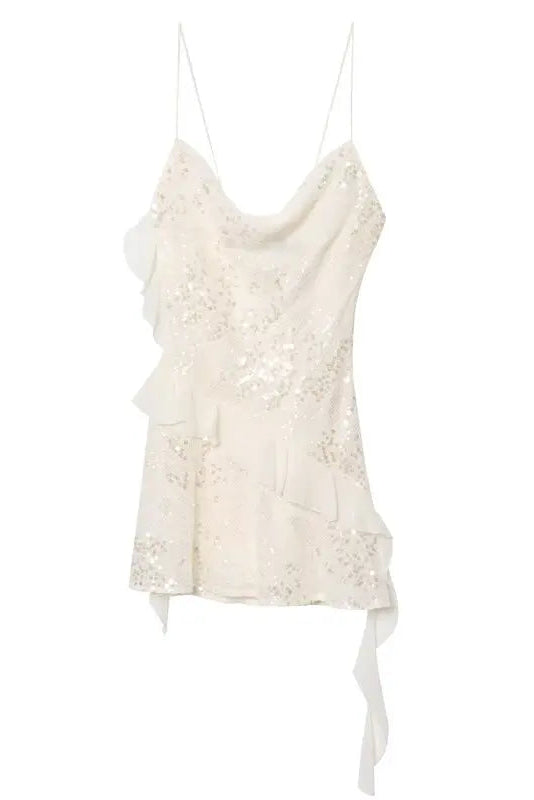 Vestido Curto de Alças com Camadas e Bordadas à Mão – Elegância Casual