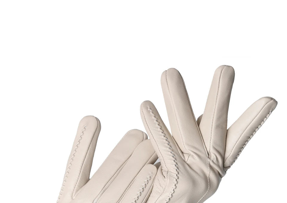 Luvas Femininas em Pelica (Couro de Ovelha) com Forro Aveludado e Toque para Tela – Elegância de Inverno