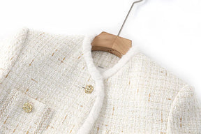 Blazer Tweed Com Cinto - Elegante