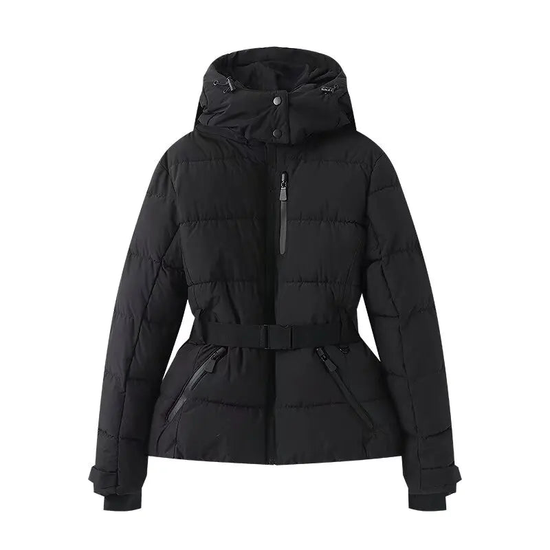 Parka Feminina com Cinto e Gola Alta – Luxo e Conforto para o Inverno