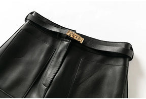 Shorts Couro Legitimo - Com Cinto