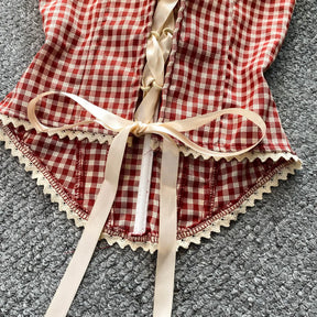 Top de Alças Estampado com Detalhes em Renda