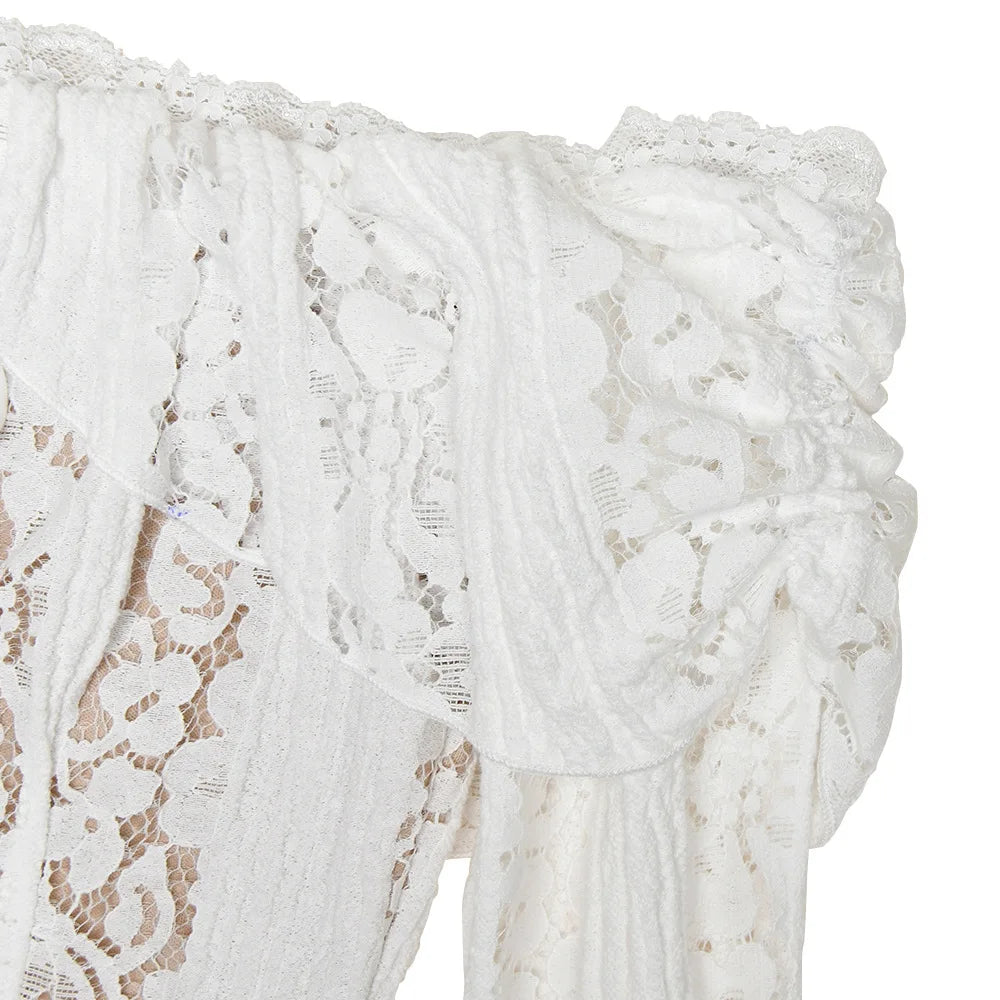 Vestido Longo Ombro a Ombro com Renda — Elegância Atemporal