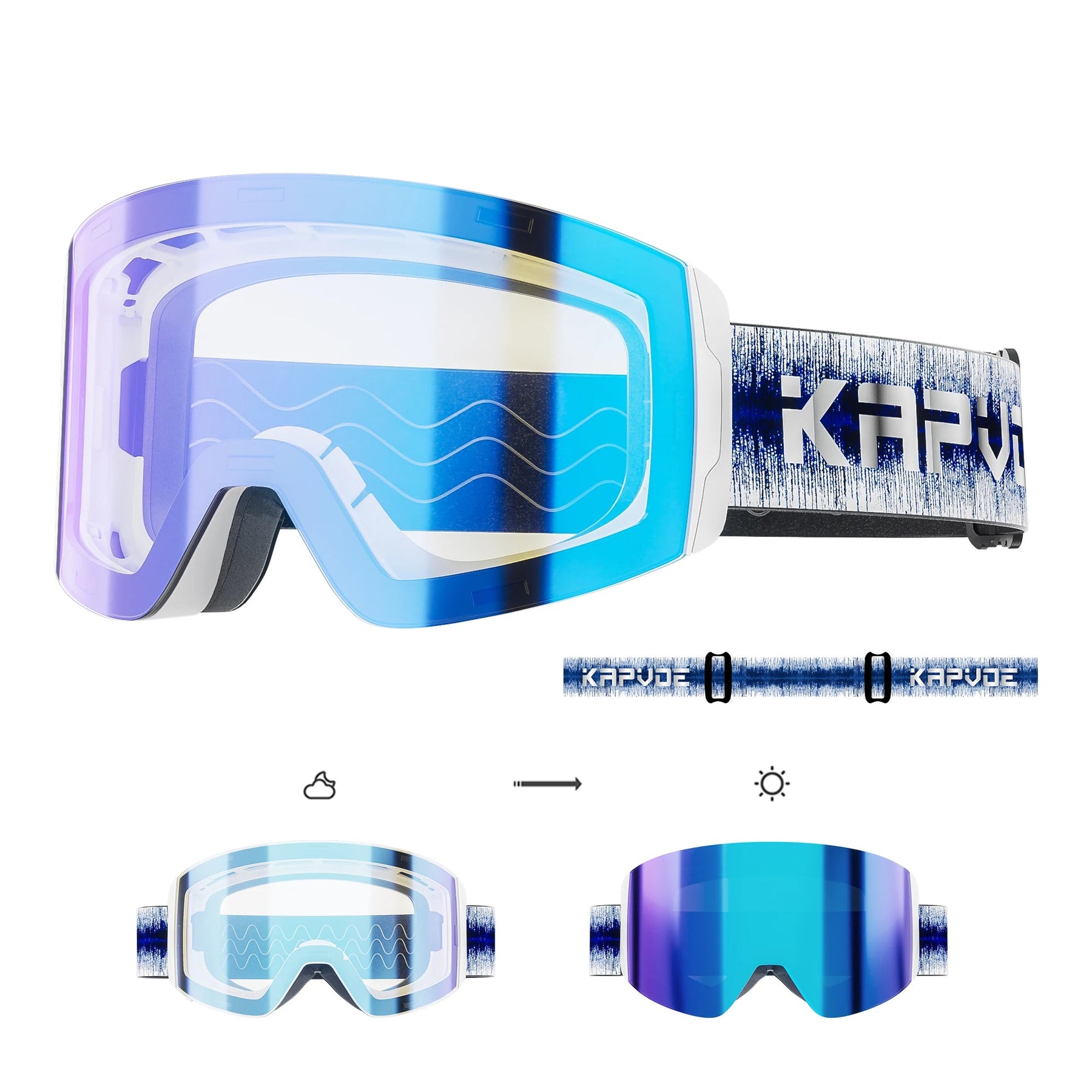 Óculos de Ski com Lente Fotocromática – Sistema Magnético, Proteção UV400 e Tecnologia Antiembaçante