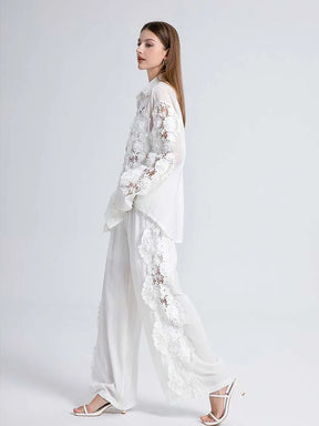 Conjunto bordado delicado - Calça e camisa