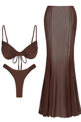 Conjunto de Biquíni com Efeito Push-Up e Saia Franzida