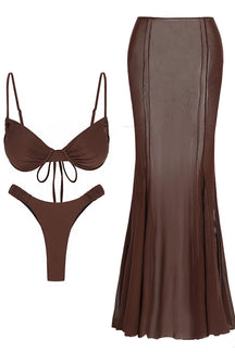 Conjunto de Biquíni com Efeito Push-Up e Saia Franzida