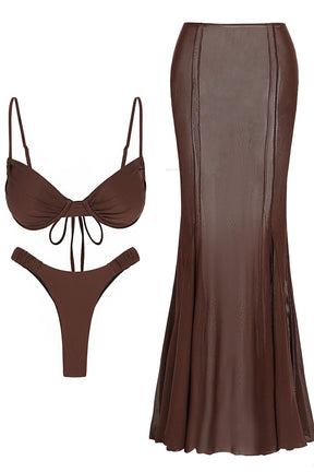 Conjunto de Biquíni com Efeito Push-Up e Saia Franzida