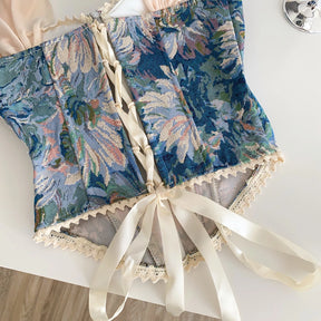 Top de Alças Estampado com Detalhes em Renda