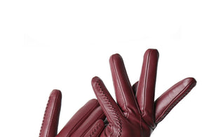 Luvas Femininas em Couro de Ovelha com Forro Aveludado e Toque para Tela – Elegância de Inverno