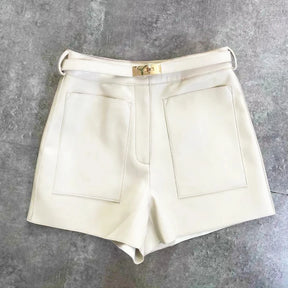 Shorts Couro Legitimo - Com Cinto